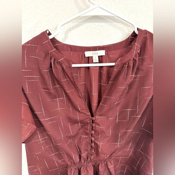 Joie Crisbell Flutter Sleeve Ruffle Button Top V-Neck Size Small EUC - Picture 3 of 5